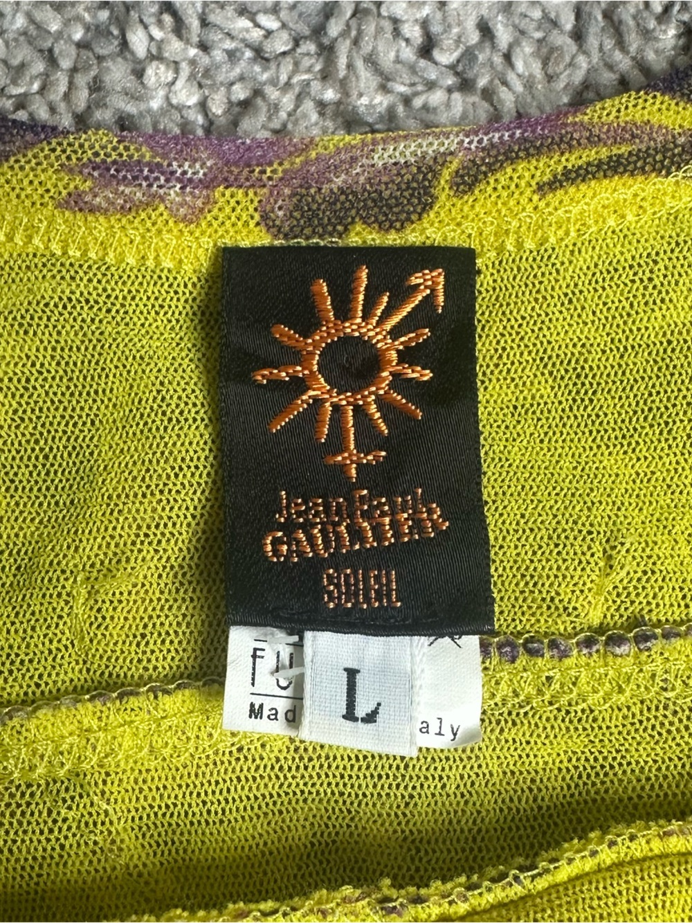 Jean Paul Gaultier Soleil Mesh Dress Large Vintage Yellow Purple Ruffle Y2K 90s - Picture 8 of 14